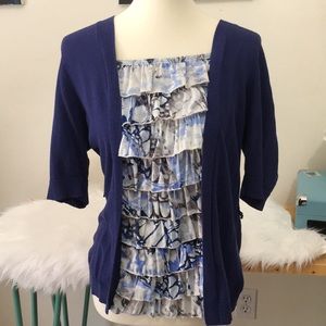 Apt 9 blouse knitted ruffle floral‎ size XL